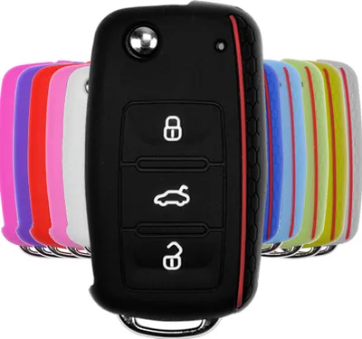 Produktbild von Auto Schlüssel Hülle Silikon Schutz Cover im Wabe Design Schwarz kompatibel mit VW SEAT Skoda Golf 6 Octavia UP Leon ab 11/2009 3 Tasten Klappschlüssel