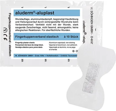 Image de SÖHNGEN 1009184 aluderm®-aluplast pansement pour bouts de doigts - élastique, 4,3 x 7,2 cm, 10 pièces