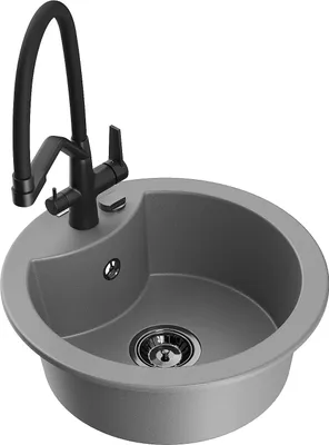 Image de Mexen Diego évier en granit 1,5 bol avec mitigeur Duo, Gris - 6512-71-671701-70-B