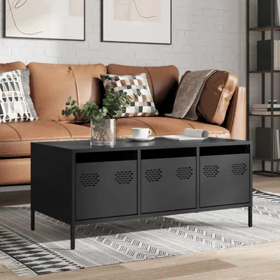 Produktbild von Couchtisch Schwarz 101,5x50x43,5 cm Kaltgewalzter Stahl 851268