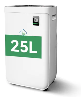 Produktbild von Luftentfeuchter mit einer Entfeuchtungsleistung von 25 Litern pro Tag, geeignet für Räume von ca. 80 Quadratmetern (215 Kubikmeter)