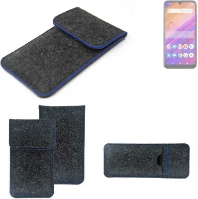 Produktbild von K-S-Trade Handy-Hülle Schutz-Hülle kompatibel mit BLU J6S Filztasche Pouch Tasche Case Sleeve Filzhülle dunkelgrau, blauer Rand