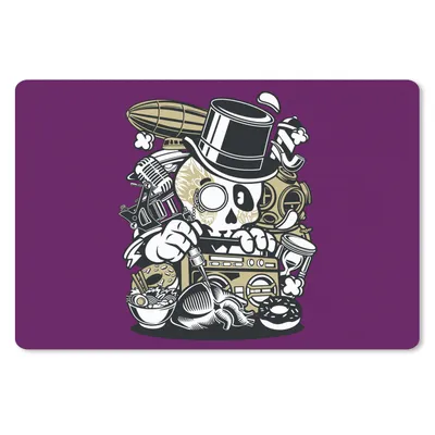 Produktbild von MuchoWow® Mauspad Mousepad Totenkopf - Radio - Vintage 27x18 cm - Mousepads - Maus Mat - Pad - Mausunterlage - Büroartikel - Desk Matten
