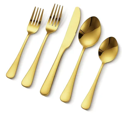 Immagine prodotto di VEVOR Set di posate dorate da 100 pezzi, posate in acciaio inox per alimenti, per 20 persone, lavabili in lavastoviglie, comprendenti coltello, forchetta e cucchiaio