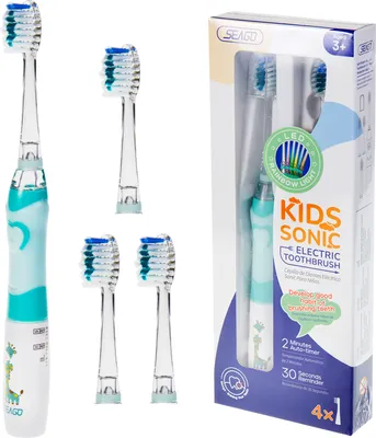 Obrázok produktu pre Seago sonická zubná kefka SG-977, pripojiteľné kefky: 3 ks, sonická zubná kefka pre deti zelená