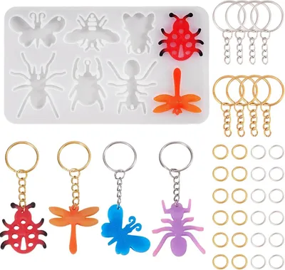 Produktbild von Harzform Insekten, Silikonform zum Basteln, 155x95x5 mm, Schmetterling und Libelle, für Epoxidprojekte