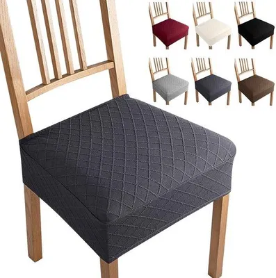Imagen del producto de Ibenzoa® Juego de 6 fundas elásticas para sillas – Jacquard (poliéster/Elasthan), funda universal para sillas en color gris oscuro, apta para asientos de 38–48 x 38–48 cm, con una altura de respaldo de 60–65 cm y un ancho de 34–44 cm