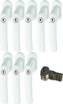 Produktbild von ABUS FG200 W SB abschließbarer Fenstergriff, weiß im Set 8 Stück