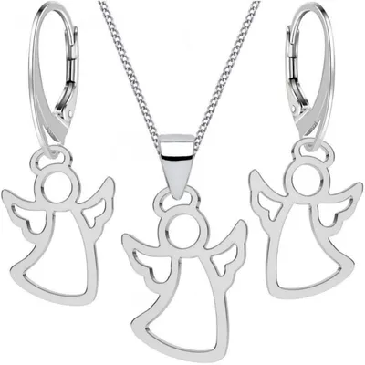 Engel Schmuckset Ohrringe mit Kette I Schutz und Glück I 45cm

