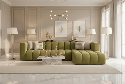 Produktbild von Kaiser Möbel Ecksofa L-Form GRAND 318 cm, stoff Salvador, Olive, Rechts