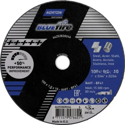 Image de Disque à tronçonner JMP 100x1,0x10 droit Norton Blue Fire ALTN5649300