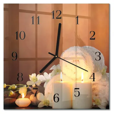 Produktbild von Tulup Glasuhr Wanduhr Küchenuhr Echt-Glas 30x30 cm Modern Dekorativ Geräuschlos Schwarzen Zeigern - Spa-Kerzen