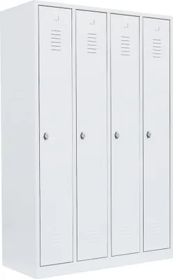 Produktbild von LÜLLMANN Spind signalweiß 510147, 4 Schließfächer 117,0 x 50,0 x 180,0 cm