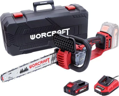 Zdjęcie produktu dla Pilarka łańcuchowa Worcraft CGC-S20LiBDM, bezszczotkowa, zasilana akumulatorem litowo-jonowym 20V, zbiornik na olej o pojemności 26 ml, łańcuch 12 cali, w walizce