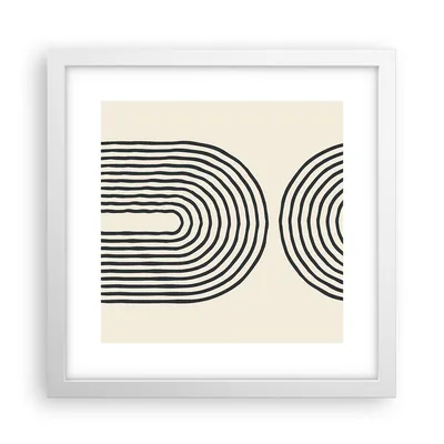 Produktbild von Gerahmtes Poster - Weißer Rahmen - Linien Oval Minimalismus - 30x30 cm - Wand Bild - Wanddeko - Wandbilder - Kunstposter - Wandposter - Bilderrahmen - Bilder - Kunstdruck - P2WAC30x30-4548