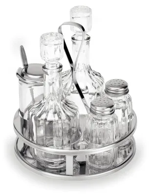 Produktbild von Menage 1480 Edelstahl Gewürz-Shaker mit Senfglas und Löffel, Salz und Pfeffer, 17 cm, 694 g