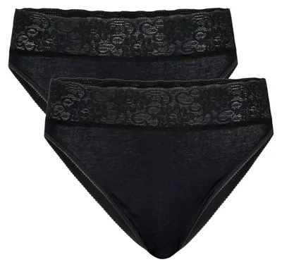 Produktbild von CALIDA Damen Slip 2er Pack - Iconics, Jazzpant, Spitze, Baumwolle Schwarz XS (36/38)