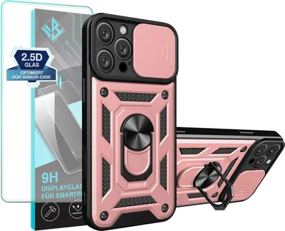 Produktbild von Armor Handyhülle für Apple iPhone 16 Pro Max mit 9H Displayglas Displayschutz Kameraschutz Handy Panzer Case Cover Schutzhülle Outdoor Farbe: Rosegold