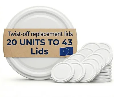 Twist-Off Deckel TO43 43 mm, 20 Stück, Weiß, für 30–53 ml Gläser