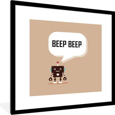 Produktbild von MuchoWow® Gerahmtes Poster Sprichwörter - Zitate - Piep piep - Roboter - Herz - Kinder - Jungen 40x40 cm - Poster mit Schwarzem Bilderrahmen Wandposter Rahmen Foto Bilder - Poster - Plakat im Rahmen