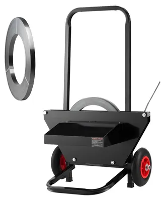 Obrázek produktu pro Odvíjecí vozík VEVOR, vhodný pro svitky ocelové pásky s vnějším rozměrem jádra 600 mm, dávkovač pásky s gumovými kolečky, páskovací vozík, páskovací nástroj, vhodný pro továrnu, sklad, nakládací plochu