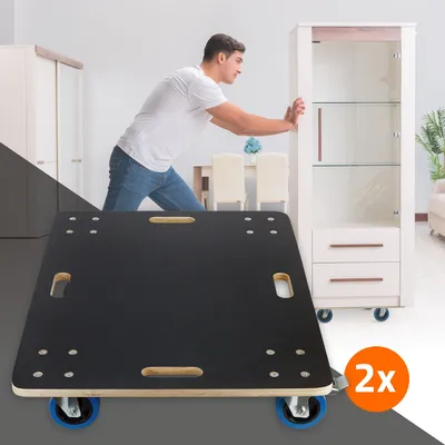 Obrázok produktu pre ECD Nemecko 2x prepravný vozík PP kolieska pojazdná doska s 2x parkovacou brzdou, 60x80 cm, do 800 kg sieťotlačovej dosky, na prepravu nábytku