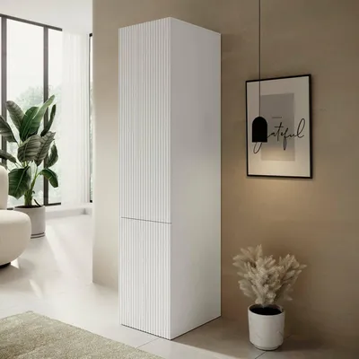Image de Treville - Armoire Multi-usage 1 Porte, 45x199h cm Blanc, 4 Étagères