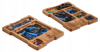 Produktbild von Blacked Brick Organizer-Set aus Eichenholz zur Sortierung von LEGO® Steinen