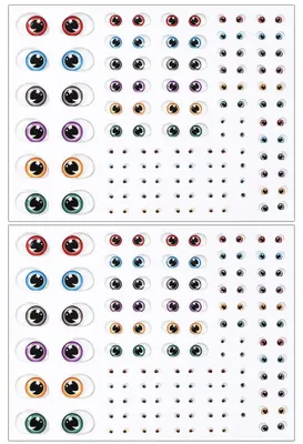 60 Paar selbstklebende Bastelaugen, 3D Harzaugen, 2 Bögen, 6 Farben