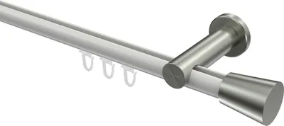 Produktbild von Interdeco Innenlaufstange / Gardinenstange mit Innenlauf Weiß / Edelstahl-Optik, Typ Platon Sitra (Konus), 20 mm Ø 1-läufig, 100 cm