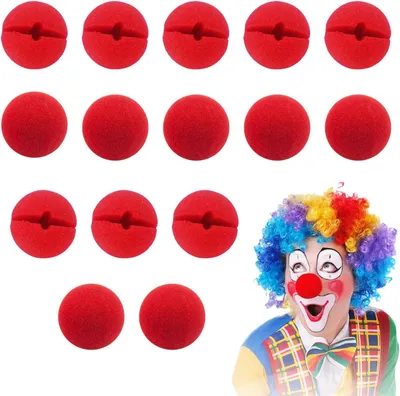 Immagine prodotto di Nasi da clown in schiuma, ideali per costumi da circo - Set da 15 pezzi - Colore: rosso - Perfetti per Halloween, feste natalizie, eventi, travestimenti e scherzi