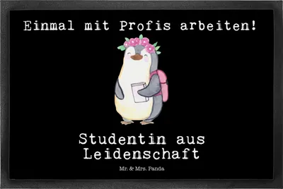 Produktbild von Mr. & Mrs. Panda Bodenvorleger Studentin Leidenschaft 50 x 75 cm - Schwarz - Geschenk, Schmutzfangmatte, Eingangsmatte, fußmatte, Fußabstreifer, Fußabtreter