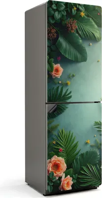 Obrázok produktu pre Kvetinový vzor s listami - Magnetický kryt chladničky - Magnetická dekoratívna fólia do kuchyne - Magnetická dekorácia na chladničku - Samolepiaca magnetická tabuľa - Magnetická fólia na dvere chladničky - 60x180 cm