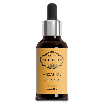Produktbild von Saint Nutrition® Juckreiz Argan Öl - Unterstützung zur Linderung von Juckreiz – Beruhigung der Haut – Kratzen reduzieren – für Hunde und Katzen