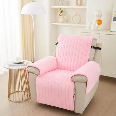 Produktbild von Sesselbezug für einen Relaxsessel, rosa, weicher Plüsch, 55 × 200 cm, rutschfest