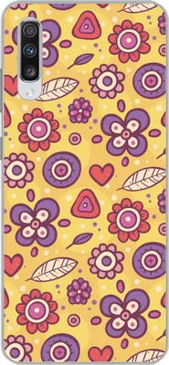 Produktbild von MuchoWow® Handyhülle Schutzhülle Hülle für Telefoonhoesje Samsung Galaxy A70 Muster - Blumen - Lila - Orange Silikon Softcase Handy Hülle - Schutzhaube
