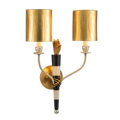 Image de Applique murale Flambeau or et noir, 2xE14x40W, métal, dimensions : 58,5 x 41,5 x 23 cm, IP20, Flambeau