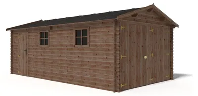 Image de Garage en bois - 21m2 - 3.5x6m - imprégné - Ep. 28mm - couleur: marron - GAR20 - ALTANKA