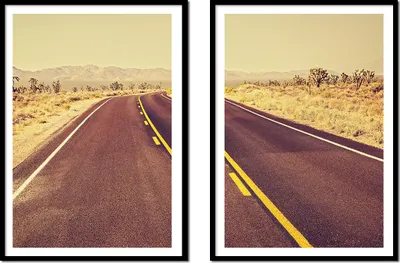 Obrázek produktu pro RÁMOVANÝ OBRAZ 53x73cm Diptych s 2 obrazy Vintage Road Boho P2168