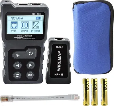 Produktbild von Happyment® Netzwerkkabeltester mit Leitungssucher – UTP Tester Set – RJ45, RJ11, BNC, USB – Multifunktionales Prüfgerät für LAN und Telekommunikation