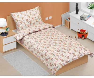 Obrázek produktu pro Bavlněné povlečení dětské junior - 140x200 cm. 70x90 -  šedá,hnědá,růžová