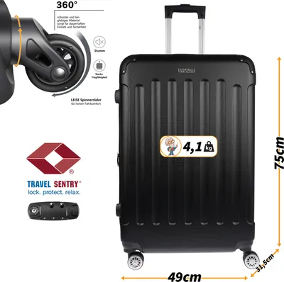 Produktbild von Großer XL Koffer Reisekoffer Hartschalenkoffer Reisen TSA Zahlenschloss Schwarz