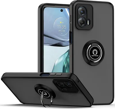 Produktbild von Moto G 5G 2023 Hülle, Ring Halter Ständer Matte Transluzent TPU Rahmen Stoßfest Schutzhülle für Motorola Moto G 5G 2023 Schwarz
