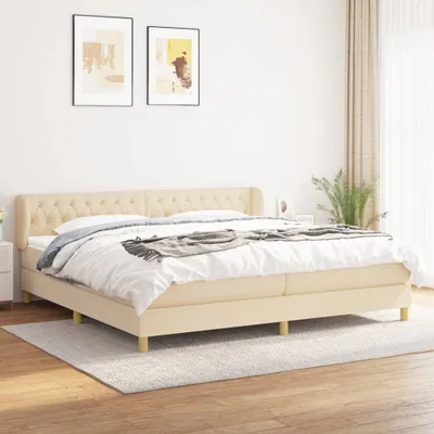 Produktbild von The Living Store Boxspringbett mit Matratze Creme 200x200 cm Stoff