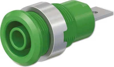 Produktbild von STÄUBLI Sicherheitsbuchse, 49.7046-25, 4 mm , grün, 1000 V, CAT III, 32 A / 600 V, CAT IV, 32 A