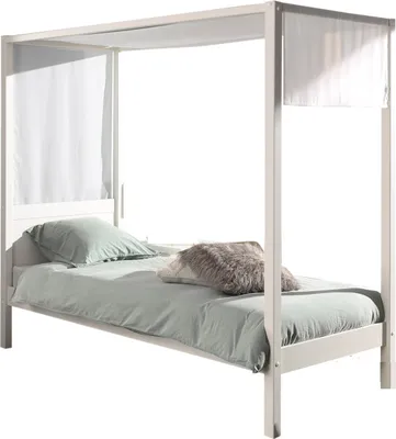Produktbild von Himmelbett >PINO< in Weiß aus Skandinavische Kiefer und MDF - 208x191x98 (BxHxT)