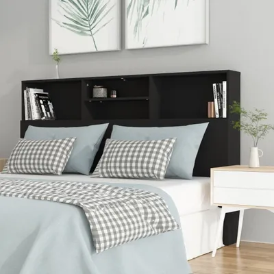 Produktbild von Möbel Bett-Kopfteil mit Ablagen Schwarz 160x19x103,5 cm - Kopfteile &23765