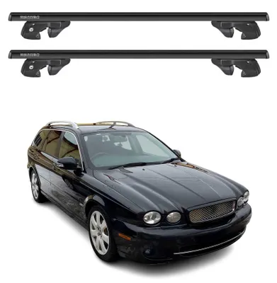 Produktbild von Dachträger Grundtäger für Jaguar X-Type Kombi 2002-2009 Alu 90kg Schwarz 2x, KI-generiertes Bild