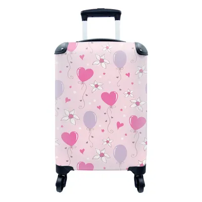 Produktbild von MuchoWow® Koffer Handgepäck Trolley Rollkoffer Kleine Reisekoffer mit 4 Rollen - Ballon - Muster - Rosa - Cabin Size < 55x40x23 cm & 55x40x20 cm - Fotokoffer - Kabinenkoffer - Boardgepäck - Reise-Box - Reisekoffer - Reisegepäck - Koffer mit Bild - Trolley für Kinder