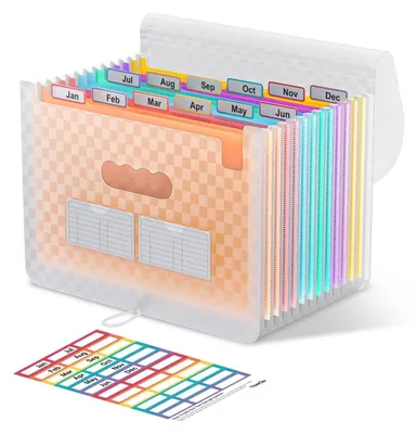 Immagine prodotto di Omgoods - Cartella per documenti A4 con 12 scomparti e etichette colorate